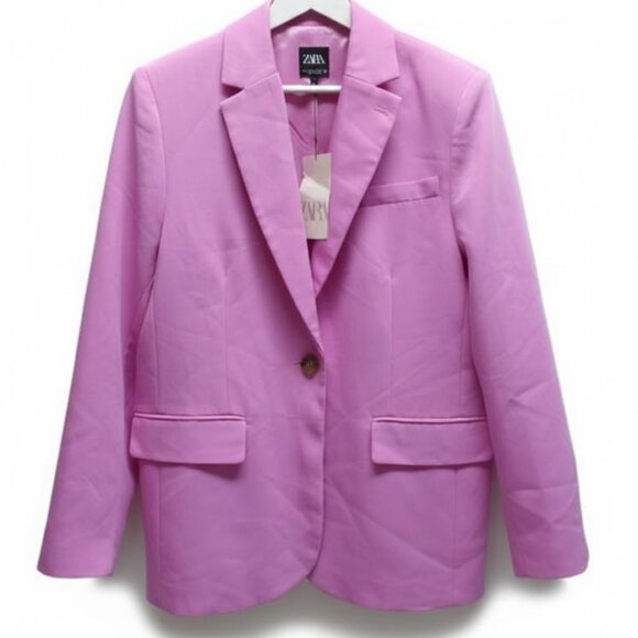 ZARA WOMEN STRAIGHT CUT BLAZER PINK REF:2010/880 SIZE M NEW WITH TAGS - Picture 10 of 13